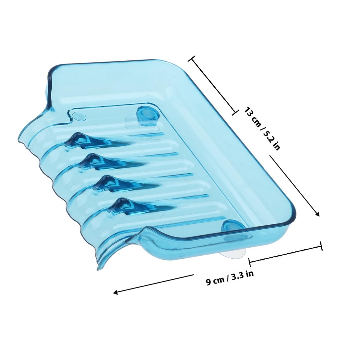 

Soap Dish Suction Red Clear Bathroom Wall Holder Double Sucker Shelf Soap Box Storage Tray Space Saving Organizer синий
