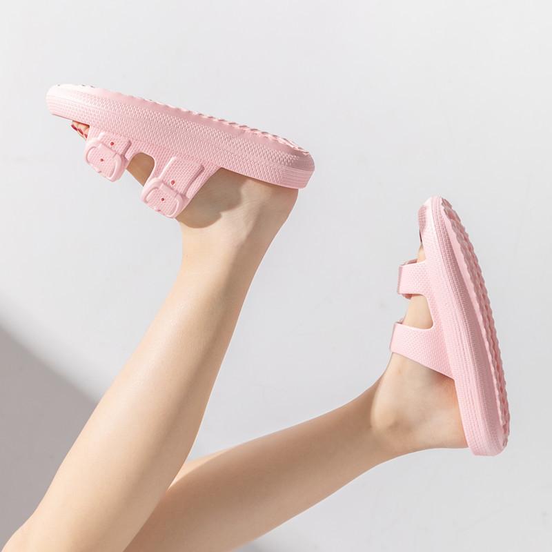 Fashion Shevalues New Women's Slippers With Adjustable Double Buckle Leisure Concise Women's Sandals EVA Platform Outdoor Beach Slippers