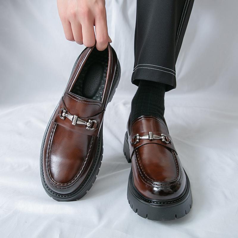 Neue Herren Casual Loafer Dicksohlige Höhenverstellende Modische Business Lederschuhe Slip-On Formelle Schuhe für Draußen Herren Anzug