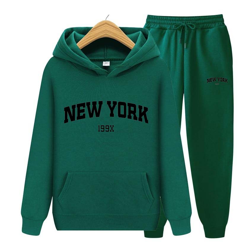 Trainingsanzug 2-teiliges Set 199X New York Print Sweatshirt Hoodies Sweatshirt + Hosenanzug Hoodie Sportbekleidung Jogging Herren-Sets