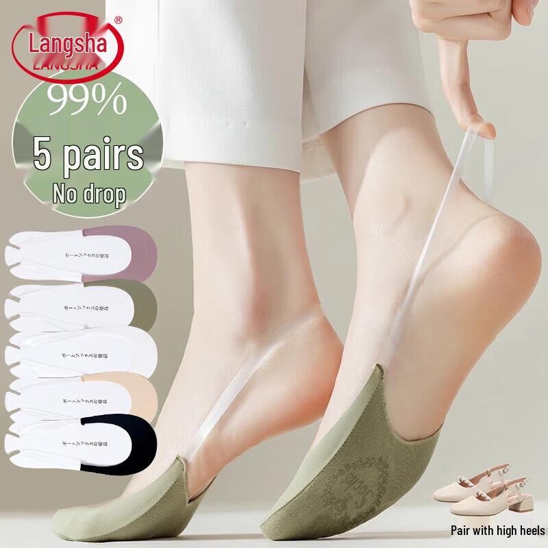 Langsha Women s Breathable Anti-Slip Half-Palm Invisible Liner Socks One Size
