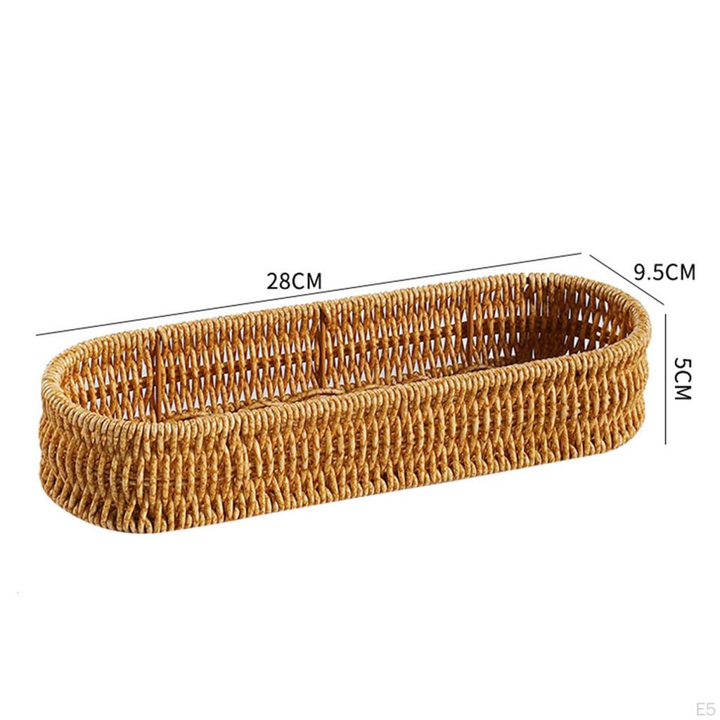 Storage Basket Bread Baskets Forks Spoons Storages Organizer Woven Serving Handmade for Home