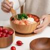 Household Solid Wood Bowl Japanese Acacia Wood Salad Mixing Wooden Basin Kneading Solid Wood Bowl Wooden Tableware Ramen Bowl