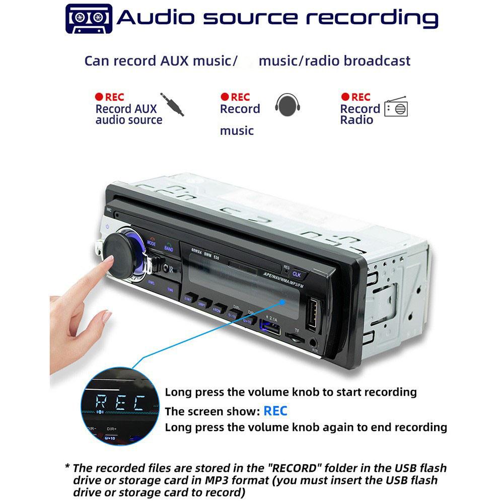 1 Din Car Stereo Radio Car Radio USB MP3 Player Car Audio Player 12 Pin Interface Fast USB Charging Four Channel Output