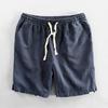 Men's Casual Linen Beach Shorts - Breathable, Trendy, Mid-Length Solid Color