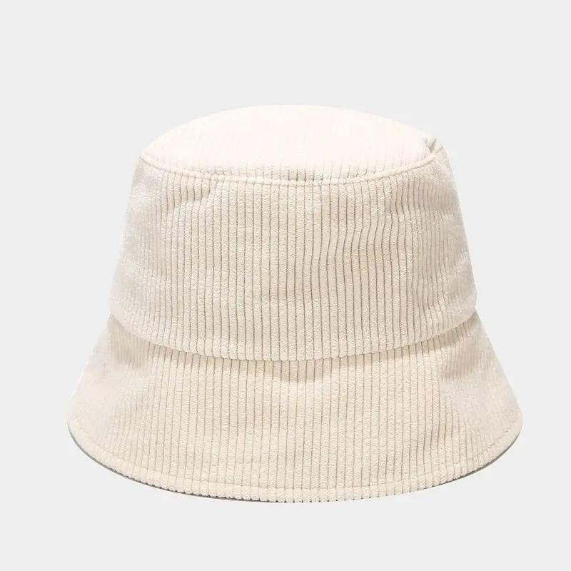 New Korean Joker Corduroy Women Bucket Hat Fashion Shading Couple Outdoor Panama Hats Unisex Travel Sunshade Fisherman Cap