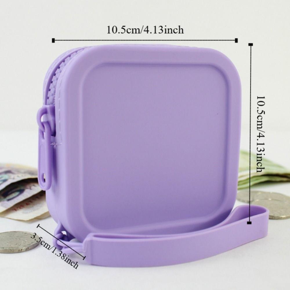 INS Silicone Square Coin Purse Solid Color Earphone Storage Bag Small Item Bag  Gift