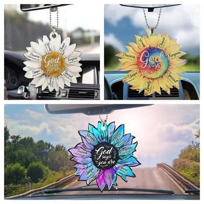 Sunflower Decorations Acrylic Car Decorations Backpack Accessories Holiday Home Glass Christmas Trees Ball Ornament Toppers