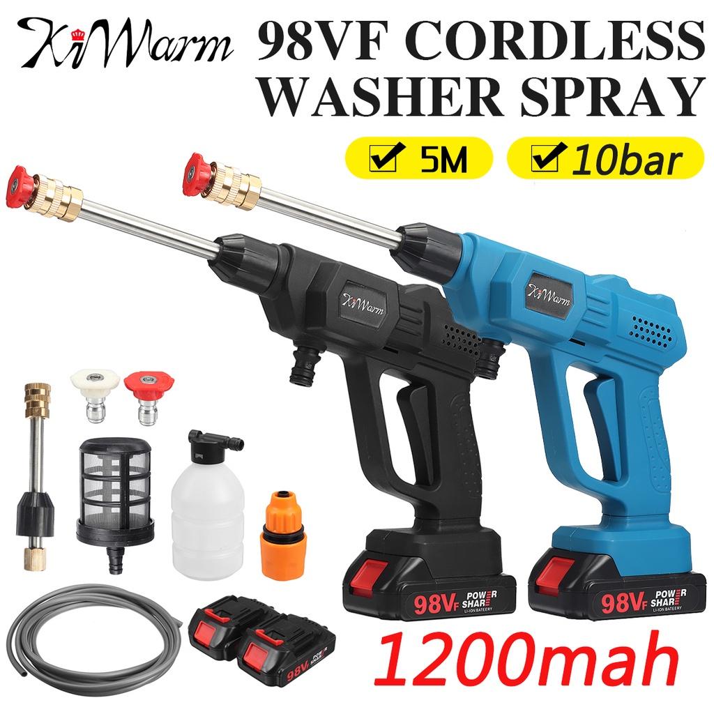 98VF Cordless Car Washer Spray Water Gun Car Wash Cleaning Machine for Makita 18V High Pressure with 1200mAh Battery