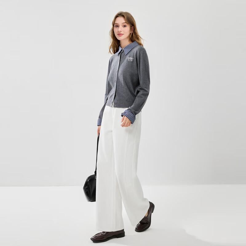 Qiusui Yiren Plaid Lapel Knit Sweater