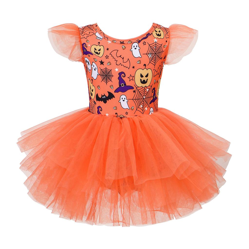 Girls' Tutu Skirt Children's Performance Clothing Cross-border Hot Selling Printed Mesh Dance Skirt Tutu Skirt Dress Girl