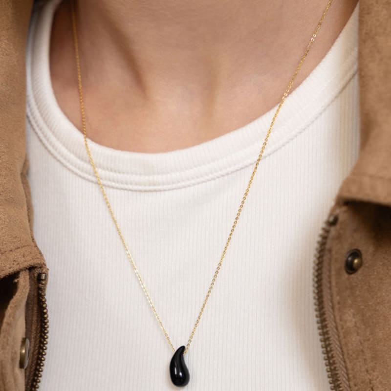 Tatiana (925 Silver) Gemstone Long Necklace NZ2506 Onyx