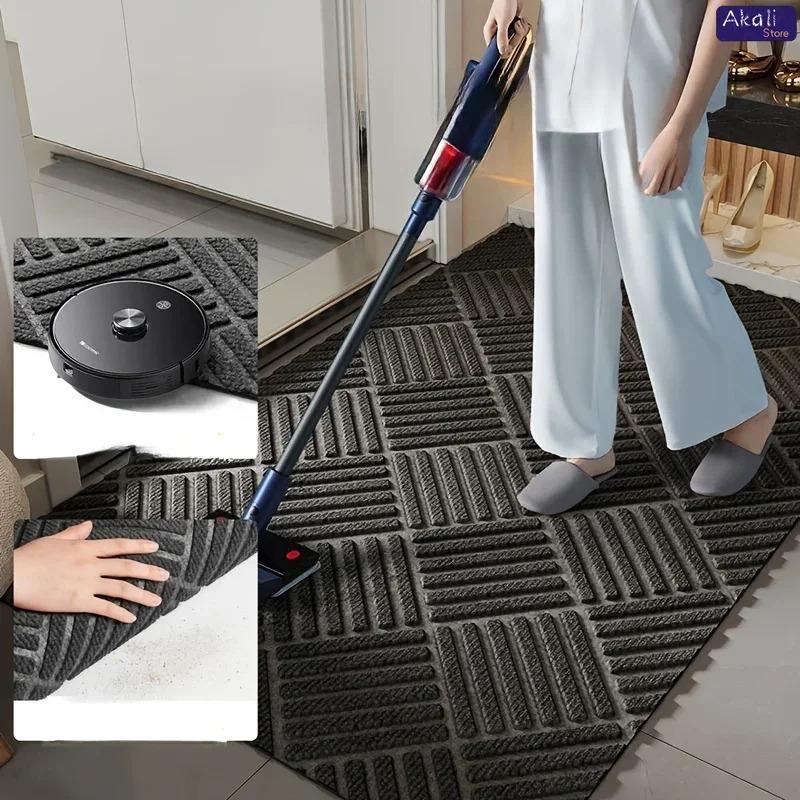 Thick Durable Absorbent Entrance Pad, Modern Non-Slip Rubber Bathroom Mat, Beveled Edge for Indoor Porch Terrace