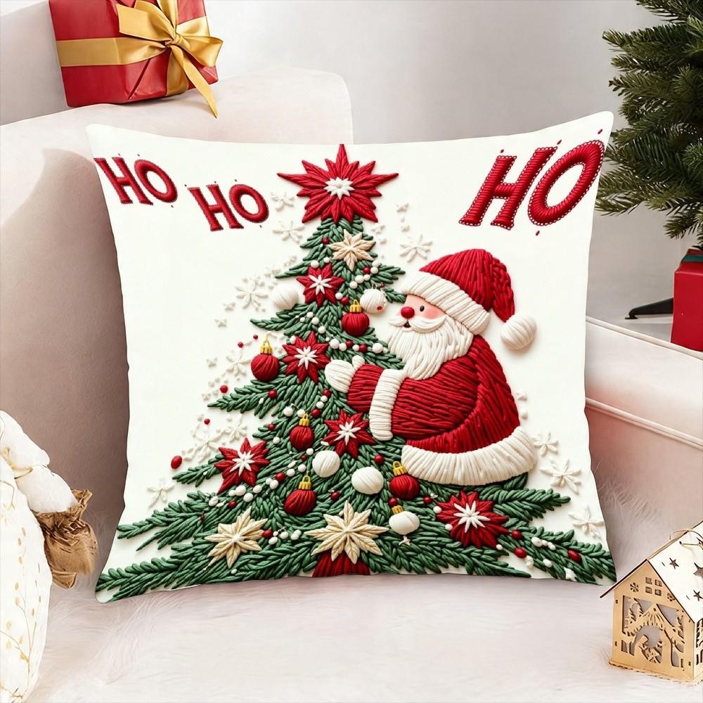 45x45cm Christmas Pillowcase Cartoon Santa Snowman Elk Pillow Case  Christmas Decoration