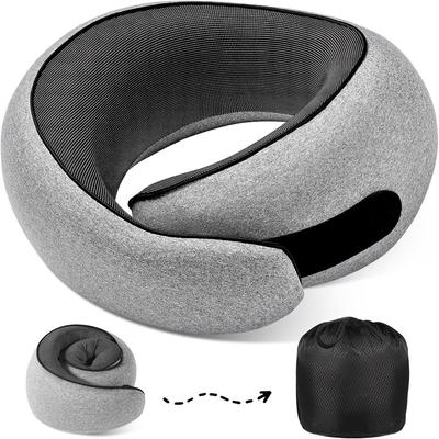 Travel Neck Pillow Premium Memory Foam Neck Pillow for Comfort On Airplane 360º Ergonomic Design with Washable Modal Cover JAF8X