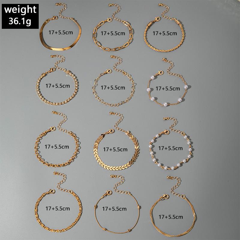 Accessories, simple chic style pearl bracelet set, multi-layer stacked diamond bracelet wholesale