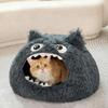 Cat Bed Cave Cute Warm Mouth Open House Washable Cat Hideaway House with Washable Cushion for Kitten Small Pet Indoor Outdoor