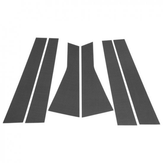 6 Pcs Door Pillar Window Trim for Jeep Cherokee 14-20 Carbon Fiber Pattern Black