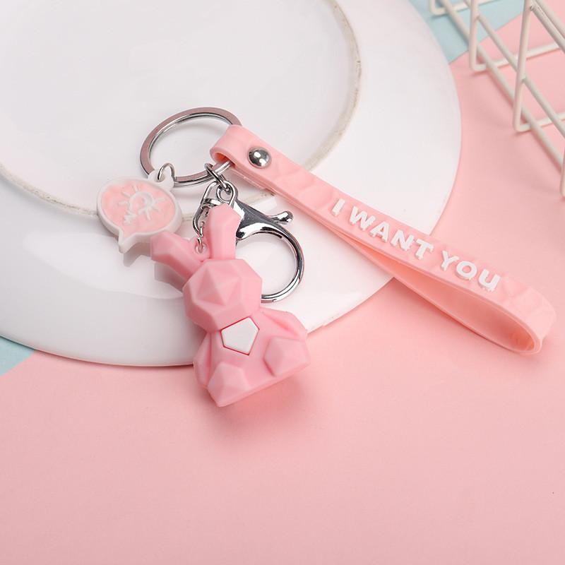 Adorable Geometric Cartoon Silicone Keychains Cute Animal Bag Accessories