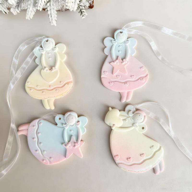[HF][HS]1pz Ornamento da Appendere per Albero di Natale Stampo in Gesso Cemento Resina Fai da Te Angelo Amore Ragazza Stampo in Silicone Forniture per Artigianato Ragazza
