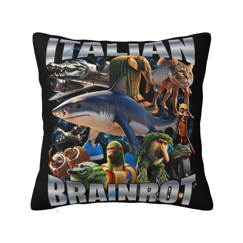 Brr Brr Patapim Italian Brainrot Pillowcase Polyester Cushion Cover Decor Meme Throw Pillow Case Cover Home Square 40X40cm