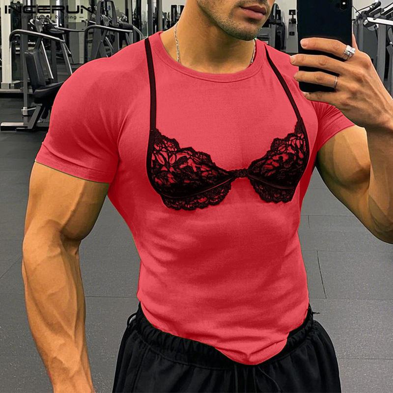 INCERUN Men Women Summer O Neck Short Sleeve Fun Prints Casual T-shirts Tee