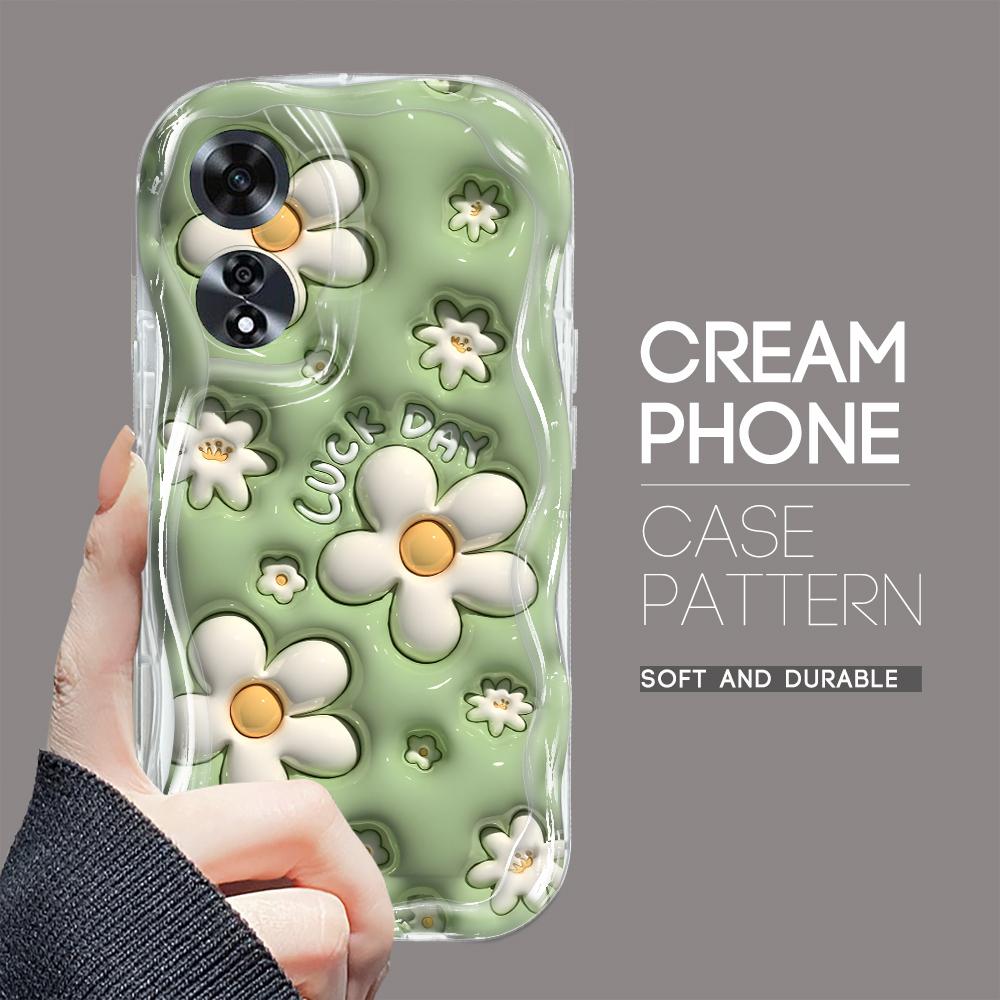Do OPPO A17 A18 A38 A58 A98 Reno7 Z 8Z 8T 11F 11 Pro Realme 12 Lite 12 Pro C30 Różowy Czarny Biały Kwiaty Kremowa Tekstura Miękkie Silikonowe Etui na Telefon