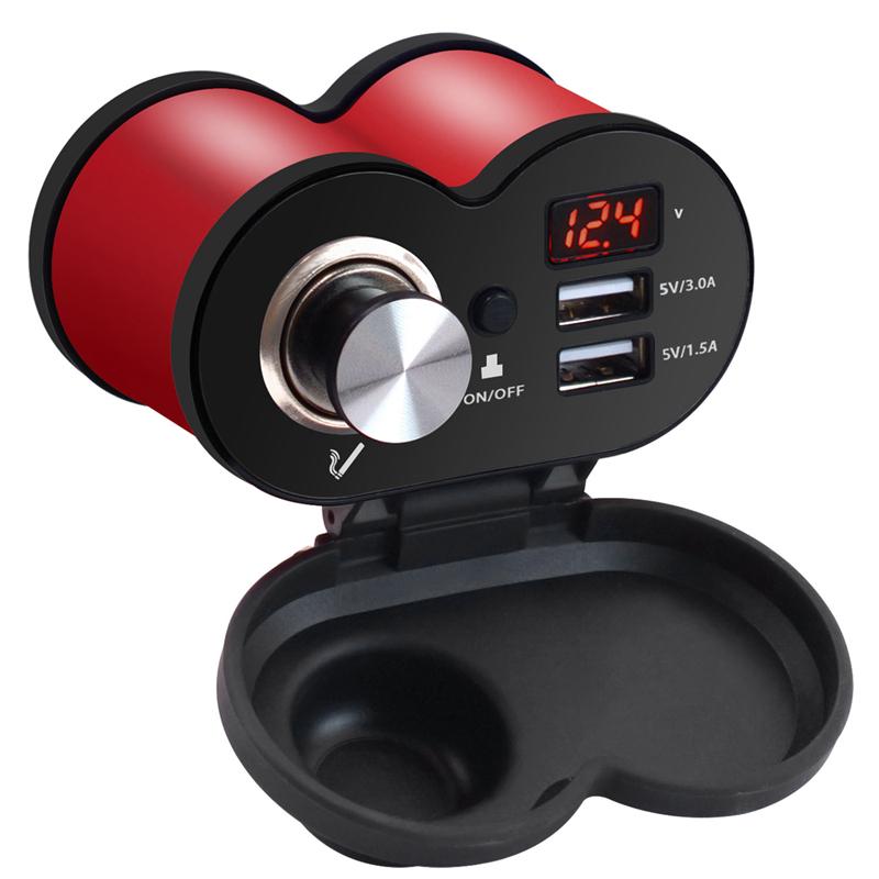 LMoDri Motorrad-USB-Ladegerät, Telefon, 12 V/24 V, Zigarettenanzünder-Buchse, Dual-USB-QC 3.0-Ladegerät, LED-Voltmeter, wasserdicht