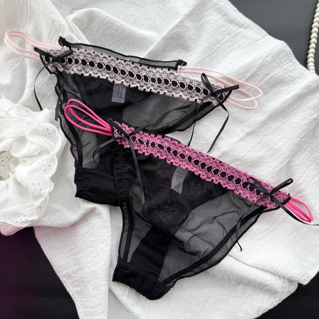 Ladies Summer Lovely Sexy Lace Mesh Low Waist Transparent Thong Underwear