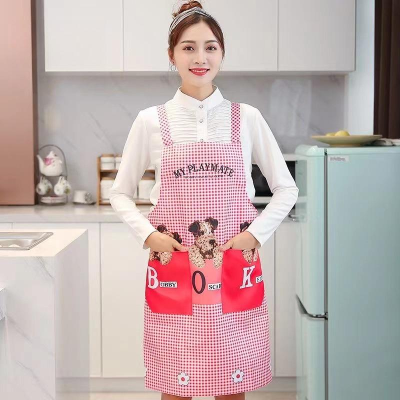 Kuchyňská zástěra Kreslený vzor psa Zástěra Vodotěsná Odolná proti oleji Polyesterová Bez rukávů