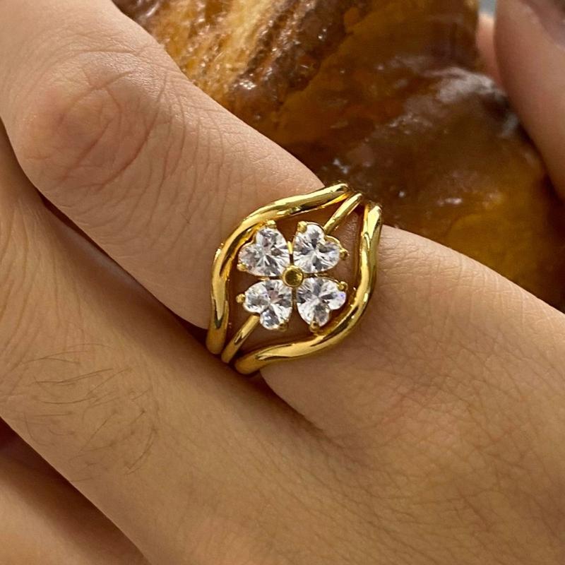 3pcs/Set Elegant 18K Gold Color Adjustable Size Threaded Ring Accessory Stylish Finger Accessories for Fashionistas
