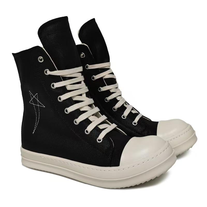 Quality Designer High Top Board Shoes Thick Sole Brand  Heightened Black Shoes Versatile Canvas Shoes Women's Boots
