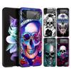 Moderne Totenkopf-Handyhülle für Samsung Galaxy Z Flip 4 Hülle Schwarz Für Samsung Z Flip 3 Harte PC-Hülle Luxuriöse Faltbare Schale Fundas Coque