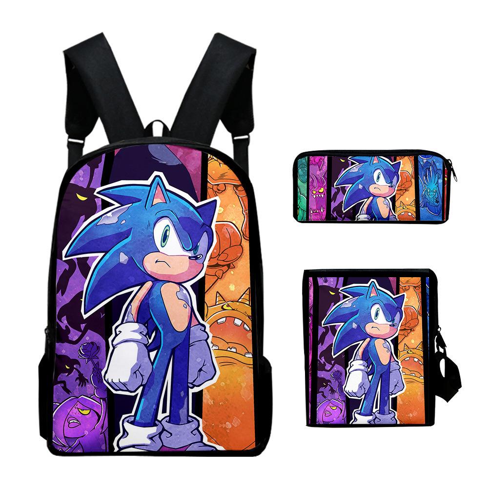 Anime Sonic Backpack Set 3D Printed Backpack Three-Piece Set