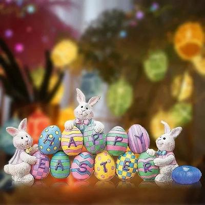 2025 Desk Easter Spring Bunny Tabletop Ornament Cute Craft Figurines Home Decor Festive Supplies Bedroom Miniature Rabbit Gifts