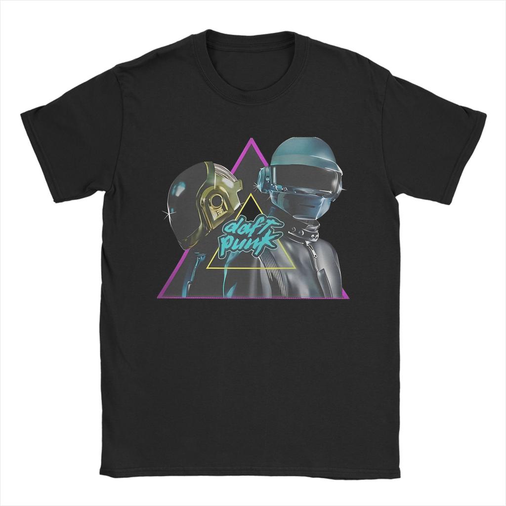 Mens TShirt Daft Punk Electronic Band Leisure 100 Cotton Tees Short Sleeve T Shirts Crewneck Tops Plus Size