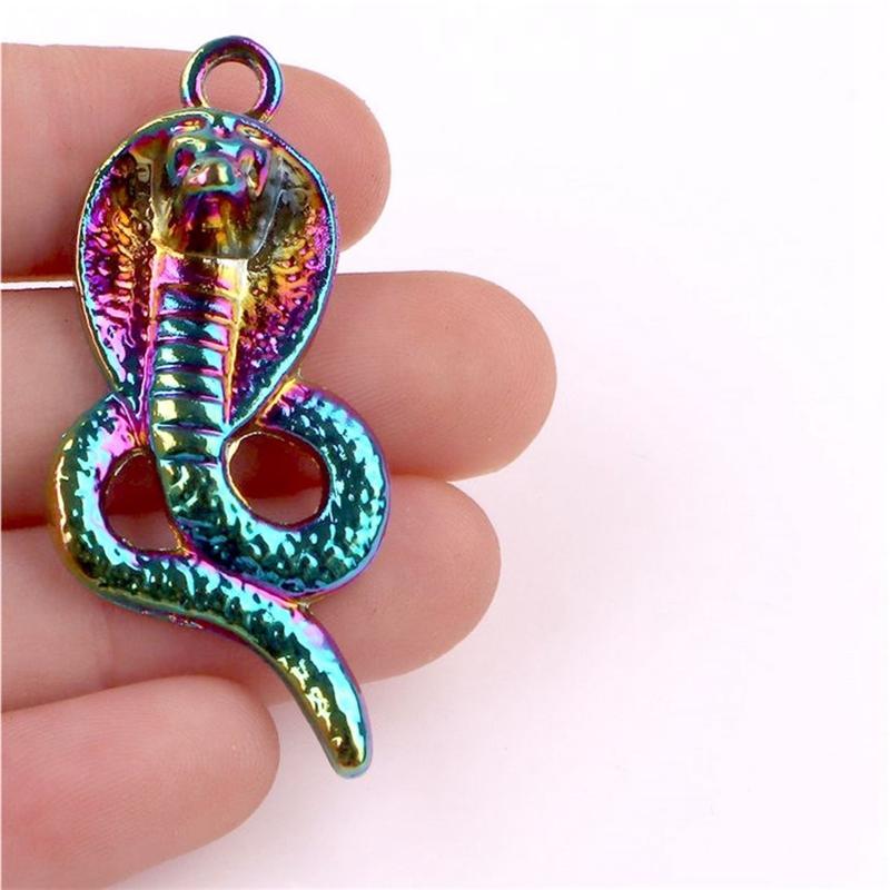 Snake Charm Cobra Rainbow Pendant 5pcs Mix Animal Charms For Jewelry Making Supply DIY Necklace Fashion Earring Punk Accessories