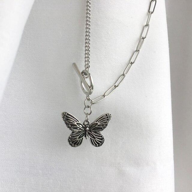Mihan Zircon Butterfly Pendant Necklace Light Luxury Crystal Sweet Korean Temperament Chain Necklace For  Women Jewelry Gifts