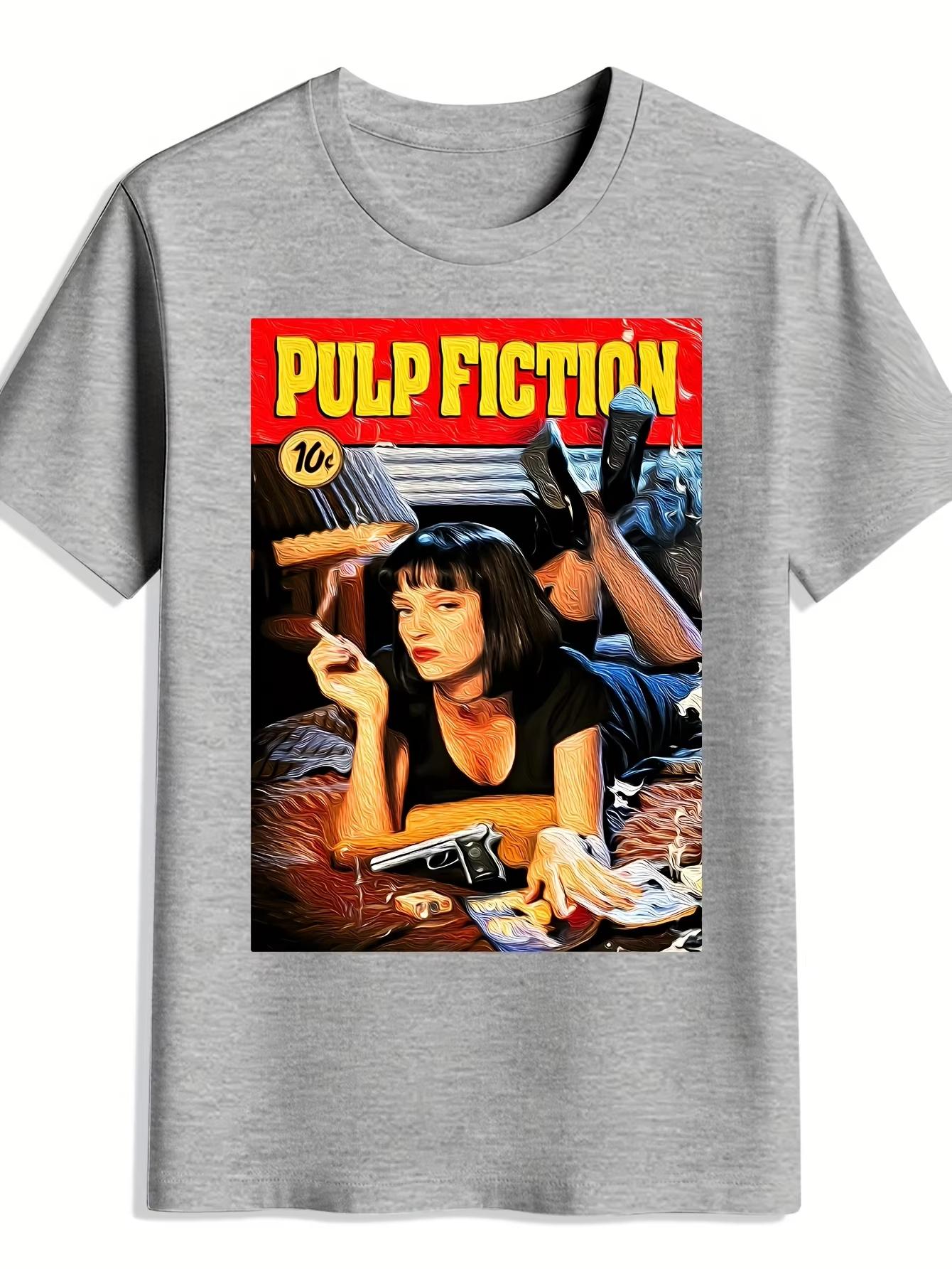 2026 Summer New Men s  Pulp Fiction  Pattern High-quality, Comfortable and Casual Printed Men s T-shirt S