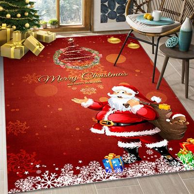 Tapis de salon de Noël Velours Cristal Tapis de sol antidérapant Ambiance festive Couverture de chevet de chambre