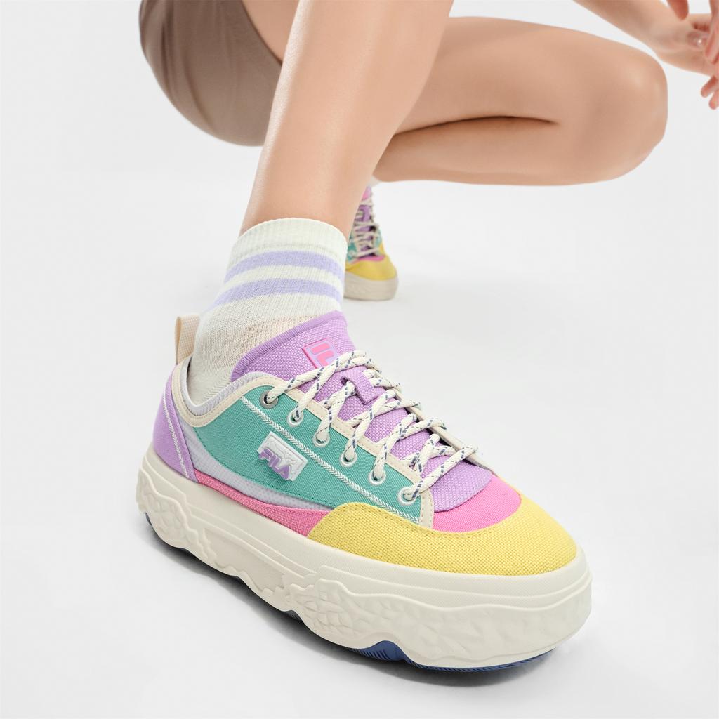 Fila Rock Comfortable Casual Low-Top Canvas Shoes Women Sneakers Yellow Blue F12W421301FBG