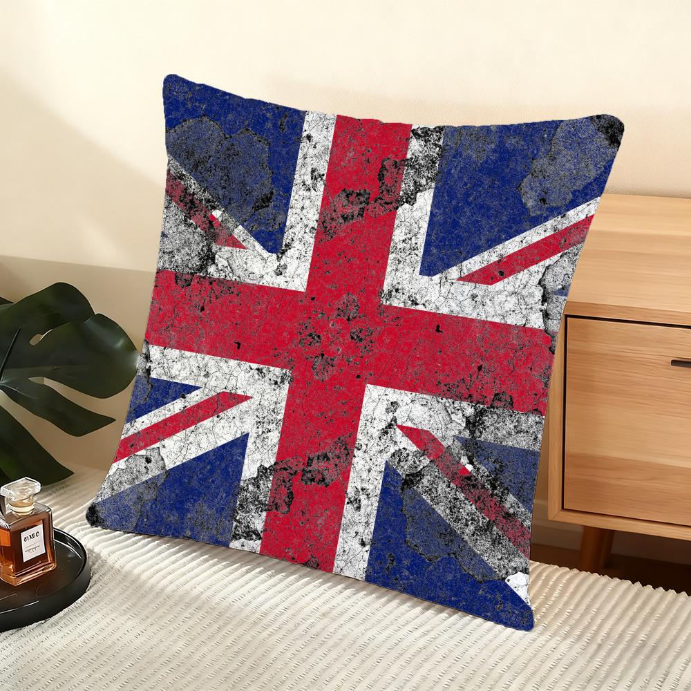 Union Jack Flag Cushion Cover Soft Short Plush Pillow Cover Smooth Cozy Texture Aesthetic Cushion Case Home Decor