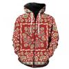 3D Digital Print Hooded Zip-Up Oversized Casual Sweatshirt Men Loose Fit Streetwear