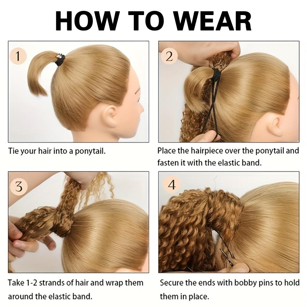 MERISIHAIR Synthetic Long Curly With Elastic Band Ponytail Extension Wrap Around Heat Resistant Pony Tail For Women Daily Wear