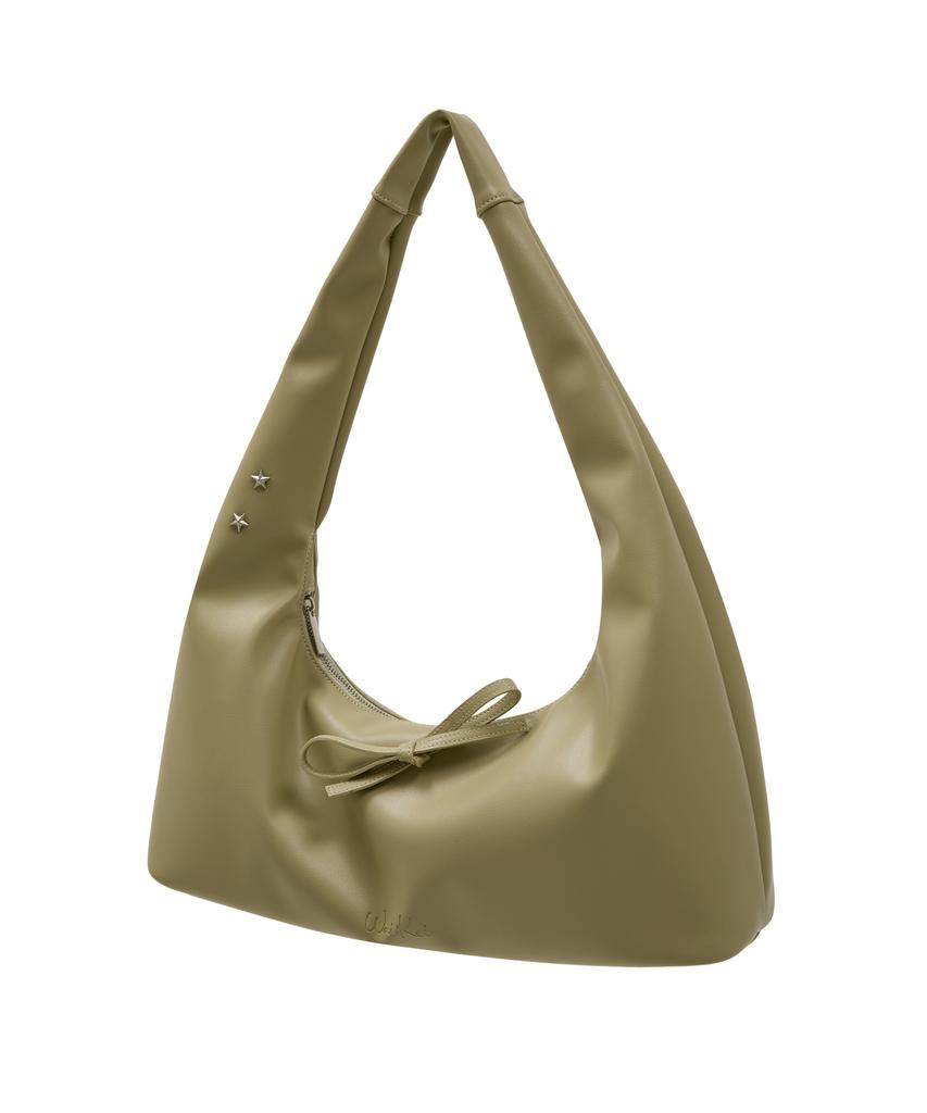 Waikei Artificial Leather Ribbon Hobo Bag Mint