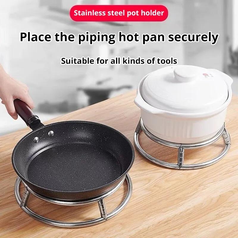 1pc Stainless Steel Round Shape Kitchen Pot Support Steamer Rack Heat Resistant Steaming Rack Organizer Stand Kitchen Accessorie