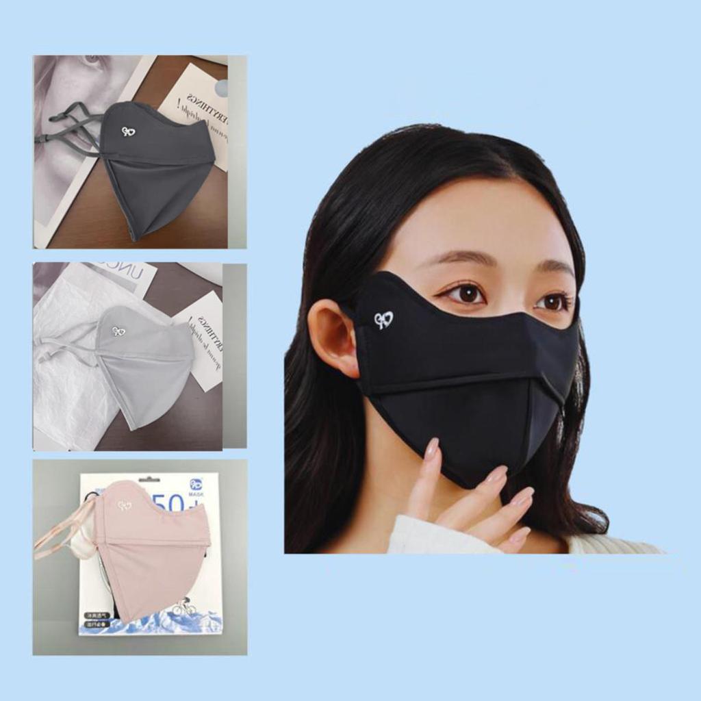 Ice Silk Sunscreen Masks Summer Women's Light Weight Breathable Adjustable Protective Mask for Outdoor Cycling Running