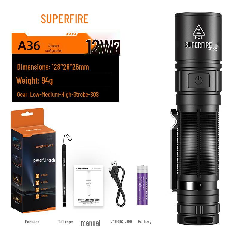 SupFire USB-C Rechargeable Tactical LED Flashlight