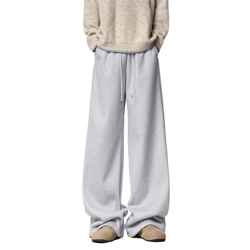 51 Hip-Hop Oversized Trendy Brand Solid Color Loose Fleece-Lined Casual Long Pants Men's American Style Lazy Versatile Straight-Leg Pants