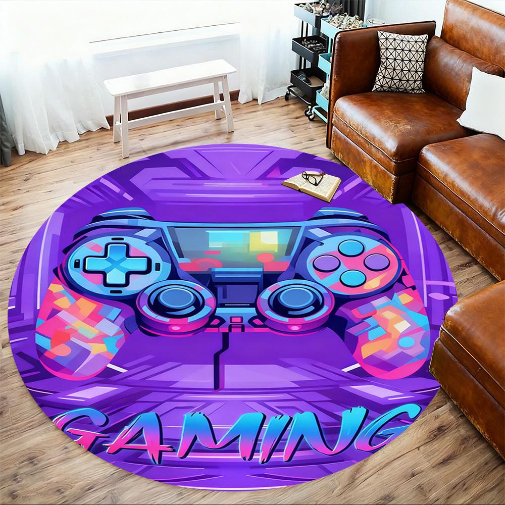 1PC Gamer Controller Round Chair mat Area Rug - Non-Slip, Floor Mat for Office, Bedroom, and Indoor Decor -Gift D1127193